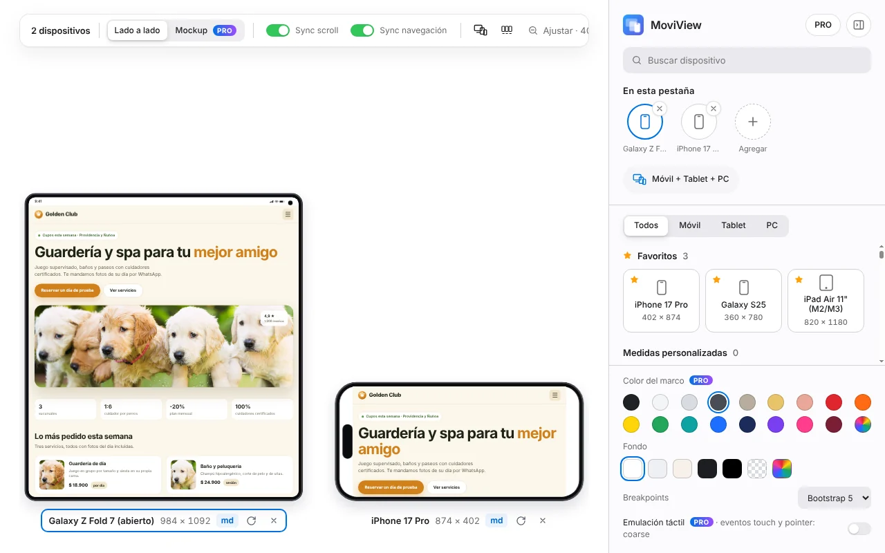 Galaxy Z Fold abierto junto a un iPhone en horizontal
