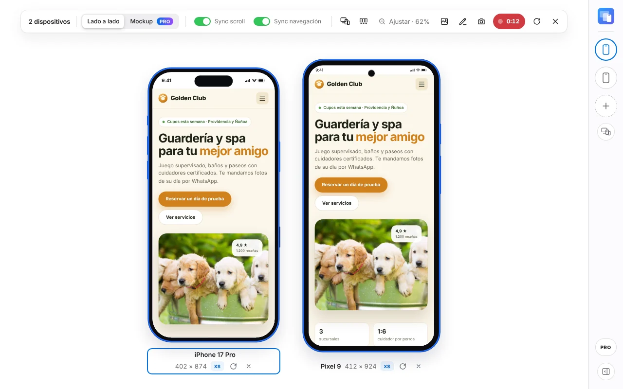Grabación de video de dos teléfonos